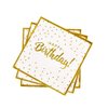 Gatherfun Birthday Party Supplies Napkins Disposable Paper Napkins with Gold Stamping for Adults and Kids Birthday Party（6.5X6.5 in, 3-Ply, 50-Pack)