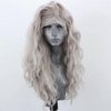 RONGDUOYI Colorful Synthetic Lace Front Wigs for Women Grayish Blonde Loose Curly Wig Heat Resistant Fiber Hair Natural Hairline Daily Use Cosplay Wig