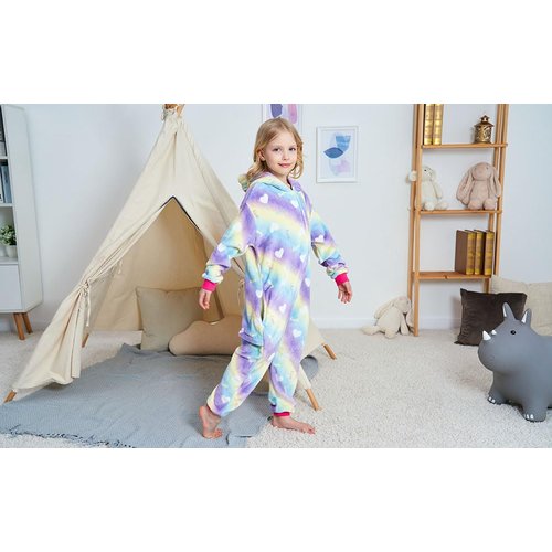 NewPlush Kids Animal Onesie Rainbow Cloud Unicorn Cosplay Costumes Onesie Halloween Sleepwear For Girls Boys (8-10 Years)