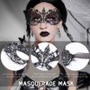 Tgirls Lace Mask for Women Rhinestone Sexy Masquerade Masks Costume Party Lace Face Mask Halloween Eye Mask (Black)