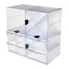 Deflecto Stackable Cube Organizer, Desk and Craft Organizer, 2 Drawers, Clear, Removable Drawers and Dividers, 6"W x 6"H x 7 1/5"D (350101CR)