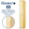 Giorgio G33 FineTooth and WideTooth Pocket Comb - Handmade Hair Styling and Grooming Comb for Men and Women, Beard, Mustache, and Barber Use, Saw Cut and Polished Travel Comb
