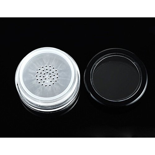 6 Pcs 10g 10ml Empty Plastic Clear Makeup Jar Cosmetic Cream Face Powder Blusher Foundation Container Pots With Sifter And Black Rimmed Lid