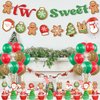 Christmas Gingerbread Man 2nd Birthday Party Decor, Christmas Santa Claus Candy Xmas Ball Two Sweet Banner Snowman Elk Cake Topper Snowflake Latex Balloons for Christmas Second Birthday Party Supplies