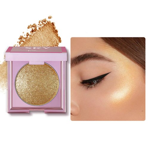 MAEPEOR Face Highlighter Palette 8 Colors Smooth Shimmer Highlighter Palette Longlasting Shiny Face Illuminator Highlighter Makeup (07 Gold)