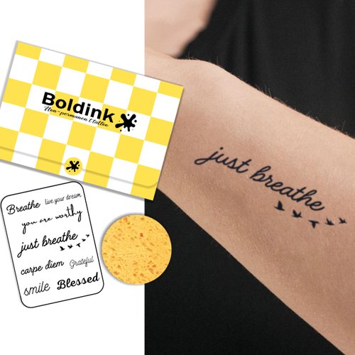 Boldink Temporary Tattoos, semi permanent tattoos, 15-day long lasting tattoo sticker, waterproof and anti-reflective, unique design（English phrases 5）