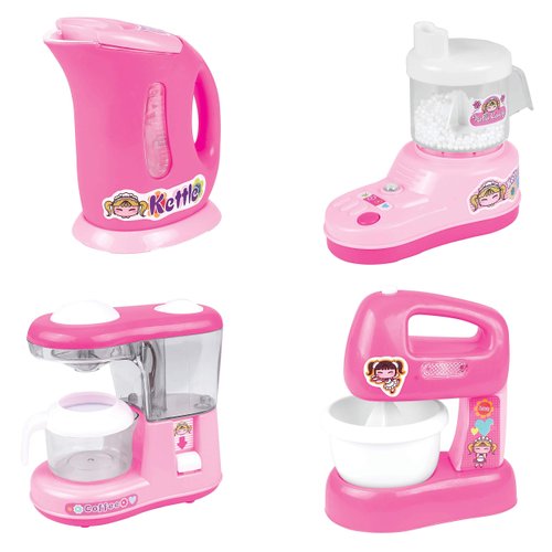 Kids Kitchen Accessories Set, Home Mini Appliances, Kid Kitchen Toy Set Household Appliance Mini Kitchen Toys Play Set Includes juicer, Mixer, Coffee Maker and Kettle