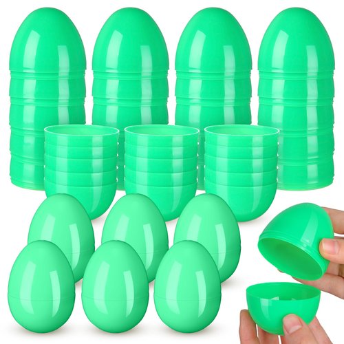 Silipull 36 Pieces Empty Easter Eggs Plastic Eggs Fillable Plastic Fillable Eggs Bulk Easter Toy for Filling Easter Candy, Easter Theme Party Favor, Easter Basket Stuffers, Crafts Party (Green)