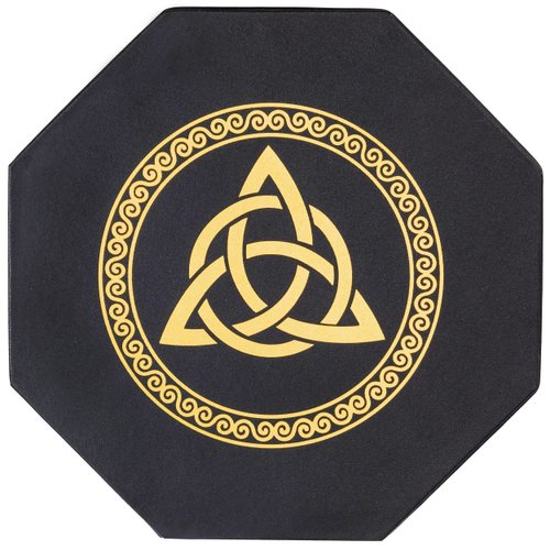 DND Dice Tray - Premium 8 Inch Dice Tray Dungeons and Dragons - Exquisitely Detailed Gold World Tree & Triquetra Design - Perfect RPG Dice Rolling Tray with D&D Dice Box Storage to Protect Dice