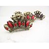Antique crown style metal hair claw clips with crystals for thin fine hair (Primary color: Pink)