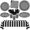 durony 113 Pieces Black and White Striped Party Supplies Table Decorations Includes Paper Napkins Cups Plates Knives Forks Spoons Tablecloth Disposable Tableware Set for Birthday Graduation Wedding