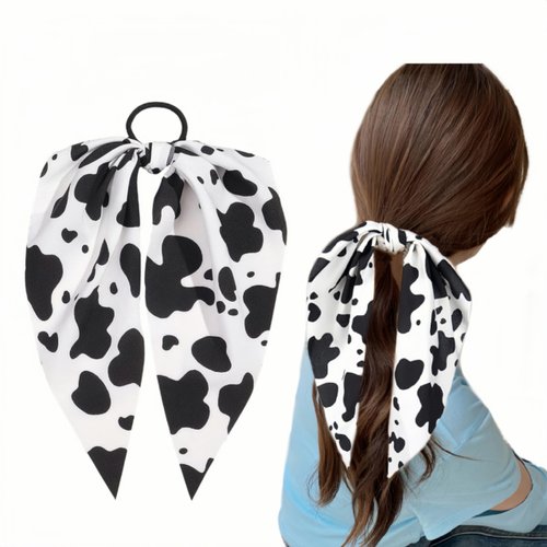 2pcs Cow Print Hair Band, Chic Milk Cow Ribbon Hair Ties Ropes Versatile and Comfortable Ponytail...