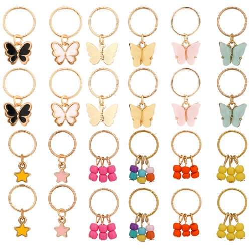 24 Pcs Butterfly Hair Jewelry for Braids Gold Hair Charms Braid Hair Rings Dreadlock Hair Accessories Butterflies Hair Cuffs Hair Clips for Women Girls