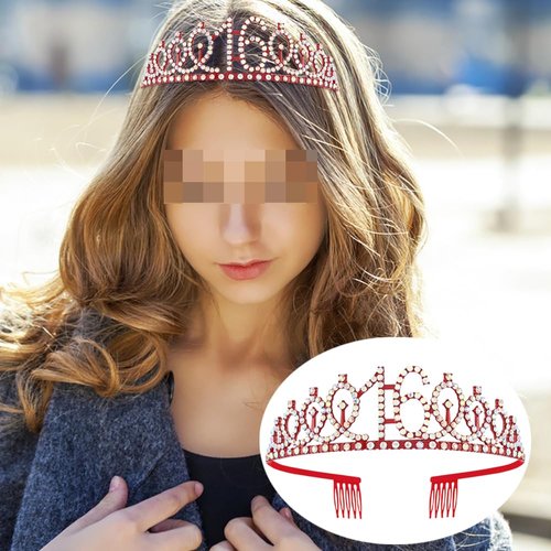Red 16th Birthday Sash for Girls Birthday Princess Crown Queen Tiara Rhinestone Birthday Headbands Birthday Girl Sash Happy Birthday Decorations for Girls 16 Year Old Birthday Party Supplies