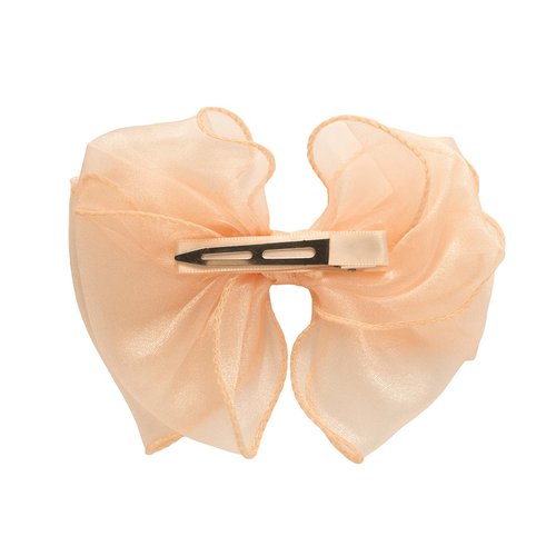 HAIRBOWS Girls' Organza with Trimmed Edge Bow with a Knot Wrap Center on a Clip, Hair Clip for Girls,Teens, and Women, 5 Inch Bow, White