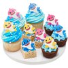 DecoPac Pinkfong Baby Shark 24 Cake Toppers - Blue, Pink, Yellow Cupcake Decorations for Birthday Celebrations