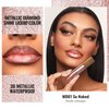 Oulac Nude Lip Gloss Metallic Shine Lipstick for Women, Long Lasting Waterproof, High Impact Lip Color, Smooth Aslo for Eyeshadow 3D Metallic Finish, No Transfer, Vegan, 4.5ml, MD01
