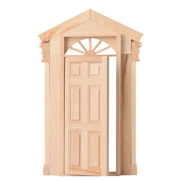 Miniature Wooden Door Minature Dollhouse Miniature Dollhouse Accessories Wood Door Dollhouse Furniture Model Fairy Door House Furniture for 1:12 Dollhouse