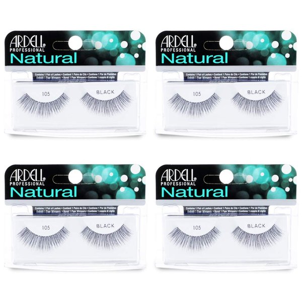 Ardell Natural Lashes False Eyelashes 105 Black (4 pack)