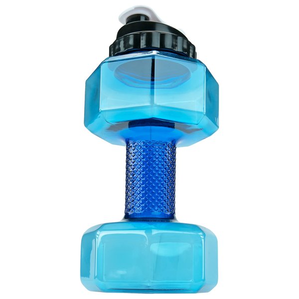 Southern Homewares 2.2L Dumbbell Shape Water Bottle Exercise Gym Fitness Sports Workout Portable See Through, Blue, 5.65" x 5.65" x 11.90". (Model: SH-10336)