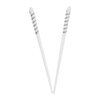 Set of Two 7 inch Long Plastic Hair Sticks with Silver Swirl for Women - White