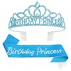 CAVETEE Birthday Princess Crowns for Women Birthday Princess Sash and Tiara for Girl Women Birthday Party Decorations for Girl Gifts Set Birthday Sash and Crown for Women (Blue)