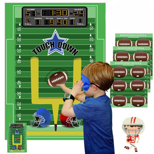 Funnlot Football Games for Kids Pin The Football Game Football Party Supplies Football Party Games Activities Halloween Party Games Football Theme Party Decorations (Pin The Football on The Goalpost)