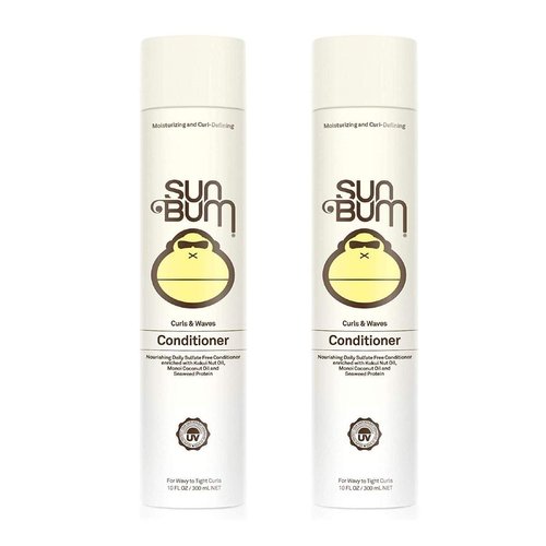 Sun Bum Curls & Waves Conditioner | Vegan and Cruelty Free Moisturizing Hair Treatment for Wavy and Curly Hair | 10 oz | Pack of 2