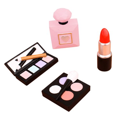 Ercadio 4 Pack Make up Cake Toppers Resin Cosmetics Lipstick Perfume Bottle Cake Decorations for Makeup Theme Bridal Shower Bachelorette Birthday Party Decorations Supplies