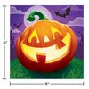 Creative Converting Halloween Grinning Pumpkins Beverage Napkins, 5" x 5", Purple, Orange, Black, Green, and Yellow