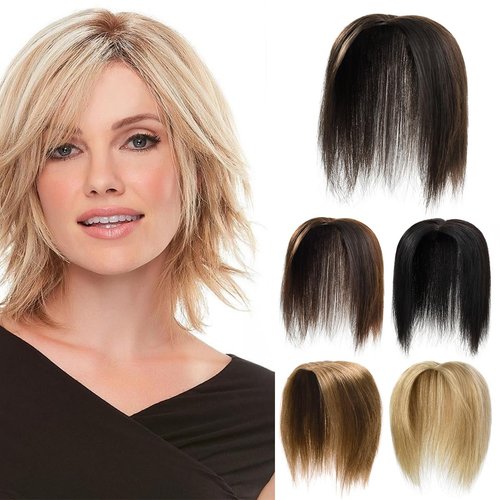 Rose bud Human Hair Toppers Hair Pieces with Thinning Hair Clip in Topper Hair Extensions Real Wiglet Hair Pieces 6 Inch