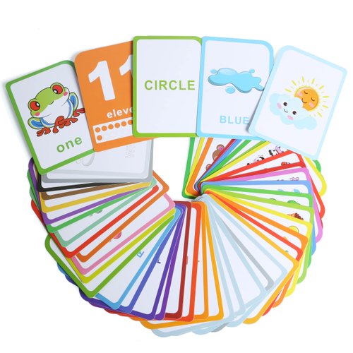 ZazzyKid Flash Cards for Toddlers - 52 Double Sides Cards for Numbers, Colors, Shapes & Weather - Learning & Education Toys for Preschool