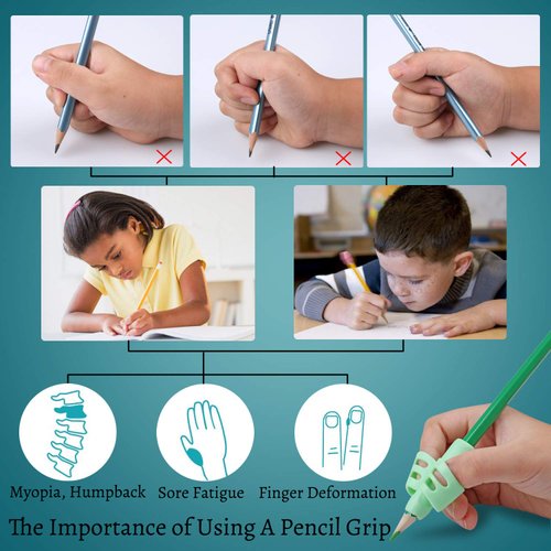 DMFLY Pencil Grips, Pencil Grips for Kids Handwriting, Children Pen Writing Aid Grip Set Posture Correction Tool for Kids Preschoolers Children, Hollow Ventilation Design, 3 Pack