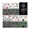 Uranian Halloween Temporary Tattoos Luminous Face Tattoo Stickers Glow in the Dark Tattoos Halloween Party Supplies for Women