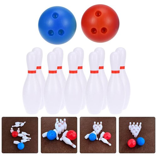 Toyvian 2Set Dollhouse Miniature Bowling Ball Set Miniature Dollhouse Bowling Game Toy Mini Desktop Tabletop Bowling Toy for Dollhouse Decoration Accessories
