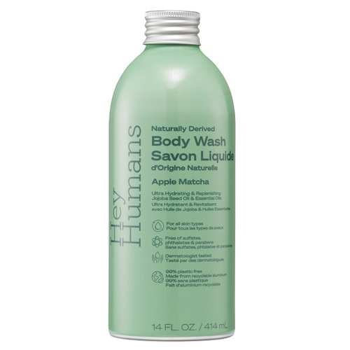 Hey Humans Apple Matcha Hydrating Body Wash with Natural Ingredients - Jojoba Oil | Vegan, Cruelty Free, 14 fl. Oz
