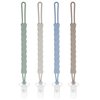 Stylish Silicone Pacifier Clips, 4-Pack Pacifier Holder with Flexible Woven Rope Design, 100% Food Grade Silicone, Safe Essentials for Newborns Baby Boys and Girls
