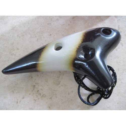 Ceramic Ocarina - Black & White (Panda) w. Crackle Soprano G Key