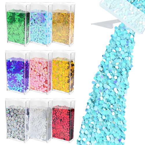 Glitter Wenida 9 Bottle Christmas Holographic Iridescent Chameleon Laser Festival Sequins Snowflakes Tree Craft Chunky Glitter for Arts Face Hair Body Nail