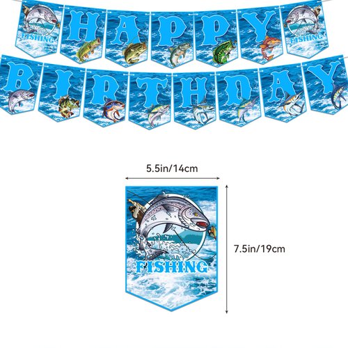 Gone Fishing Party Decorations Gone Fishing Birthday Party Supplies Includes Fishing Happy Birthday Banner Cake Topper Hanging Swirls Cupcake Topper Balloons for Fishing Baby Shower Decorations
