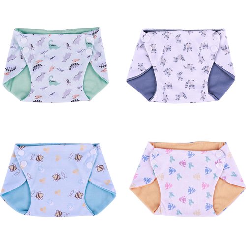 BABESIDE 4 PCS Baby Doll Diapers Underwear for 17-22 Inch Animal Style Doll Diapers Reborn Baby Doll Accessories Fits Baby Doll