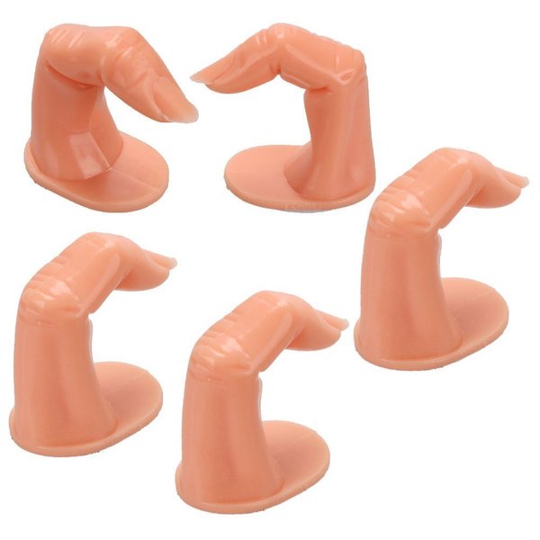So Beauty 5 Pcs Acrylic UV Gel Nail Art Flase Practice Finger Training Display Decoration Tool