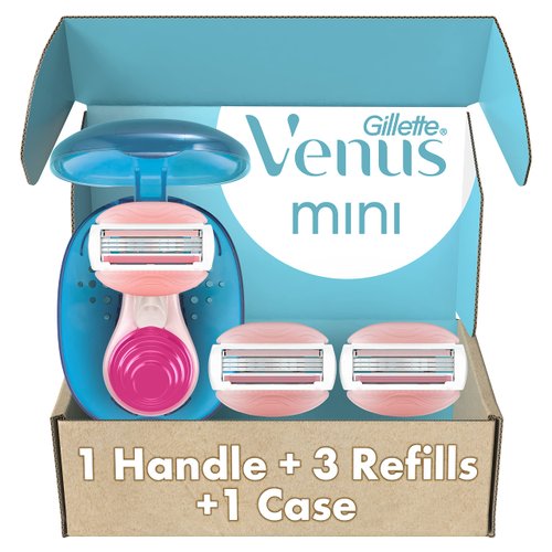 Gillette Venus Mini ComfortGlide White Tea Razors for Women, Includes 1 Mini Handle + 3 Refills +...