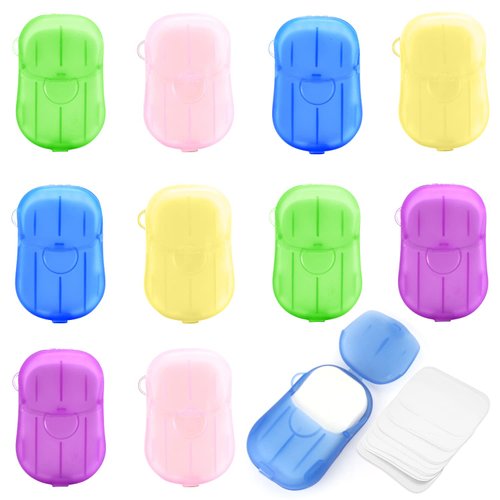 Cositina 10 Boxes (500 Sheets) Paper Soap Sheets Disposable Hand Wash Soap Paper Portable Soluble Bath Foaming Slice Toiletry Soap Sheets for Travel Outdoor Personal Care