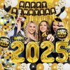 YQUQWN 84 PCS Happy New Years Party Decorations Set 2025, 4D Disco Ball New Years Eve Party Supplies, New Year Balloons, NYE Party Decorations Fringe Curtain, Happy New Year Decorations Supplies 2025
