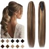SEGO Claw Clip Ponytail Extension Human Hair Clip in Ponytail Hair Extensions Real Human Hair Pony Tails Hair Extensions Long Straight For Women 14 Inch Medium Brown&Dark Blonde 105 Gram
