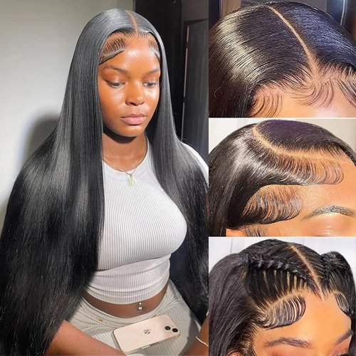 WZOWZO 13x6 Lace Front Wigs Human Hair 28 Inch Straight HD Lace Front Wigs Human Hair 180% Density 13x6 Frontal Wigs Human Hair Pre Plucked for Women Gluless Wigs with Baby Hair