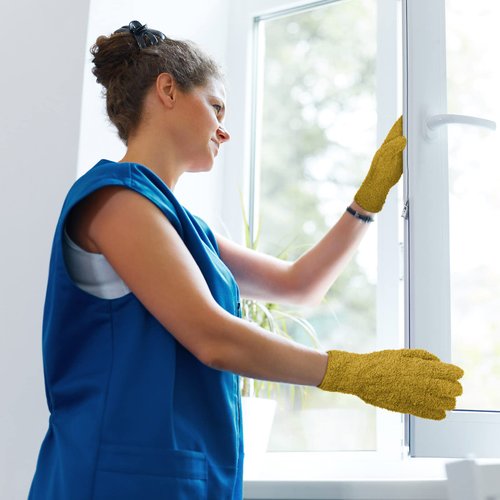 Bencailor 6 Pairs Microfiber Dusting Gloves, Dusting Cleaning Gloves Microfiber Gloves for Plants House Blinds Car Dust Mitt (Vintage Color,Medium)