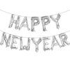 16 Inch Silver Happy New Year Letter Balloons, Big 2025 Happy New Year Letter Balloons Foil Silver Balloons for 2025 Happy New Year Eve Celebration Decorations Party New Years 2025 Balloons Silver