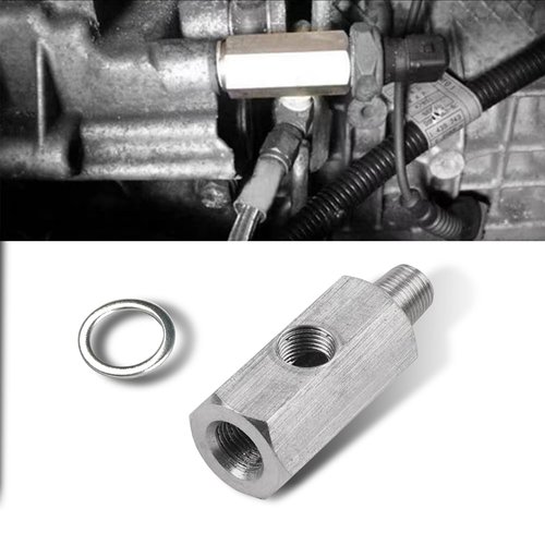 UGSHY Pack-1 Car Oil Pressure Sensor T-shaped Connector, Side Port Stainless Steel Turbo Adapter, 1/8" NPT Automotive Hydraulic System Replacement Parts, Universal for Most Cars SUVs Trucks (Silver)
